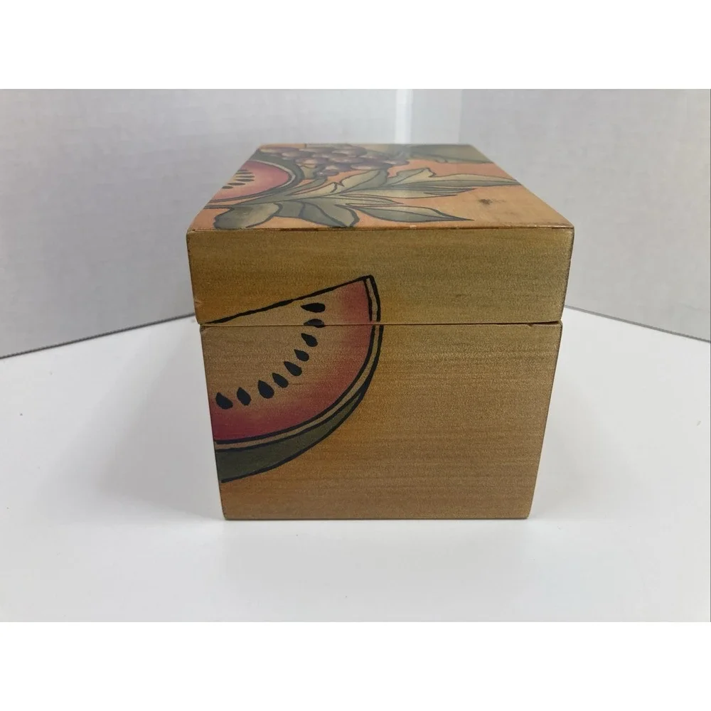 Vintage Wooden Colorful‎ Fruit on Wood Recipe Box w/Recipes Philippines